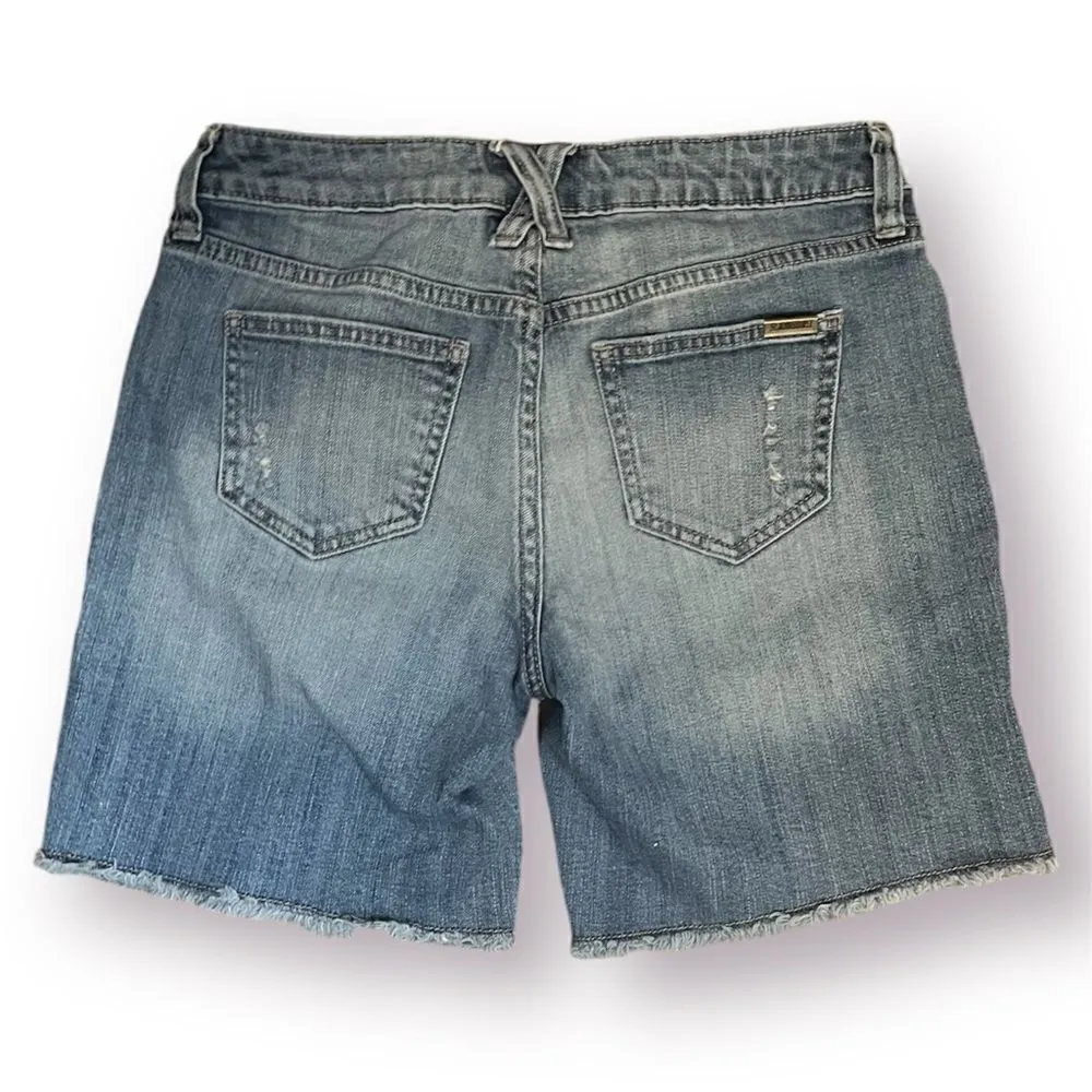 Jennifer Lopez Low Rise Bermuda Cutoff Style Jean Shorts Medium Blue Denim 0 - Image 4