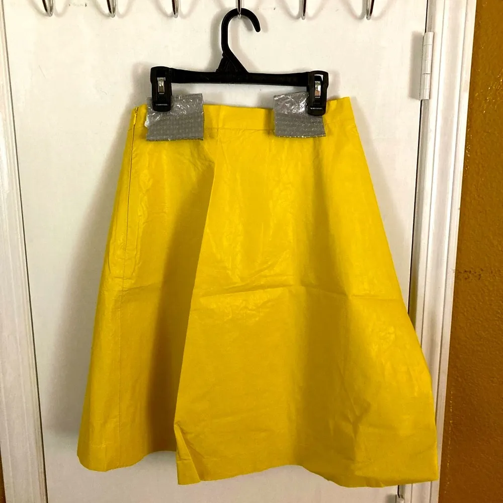 MSGM women's size 42 IT (roughly US 6) high waist lightweight faux leather skirt Yellow - Image 2
