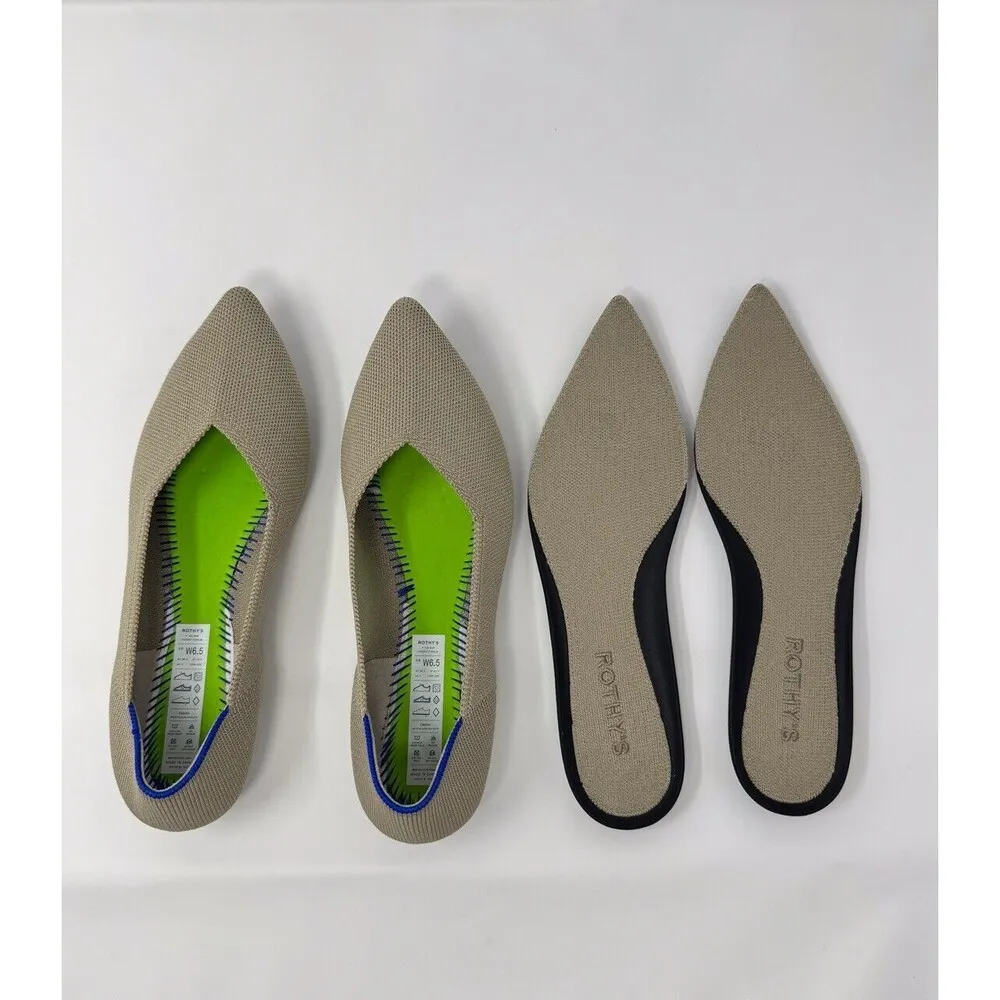 Rothys Women Sandals Light Pewter Point II Flats Knitted Slip On Casual Size 6.5 Black - Image 7