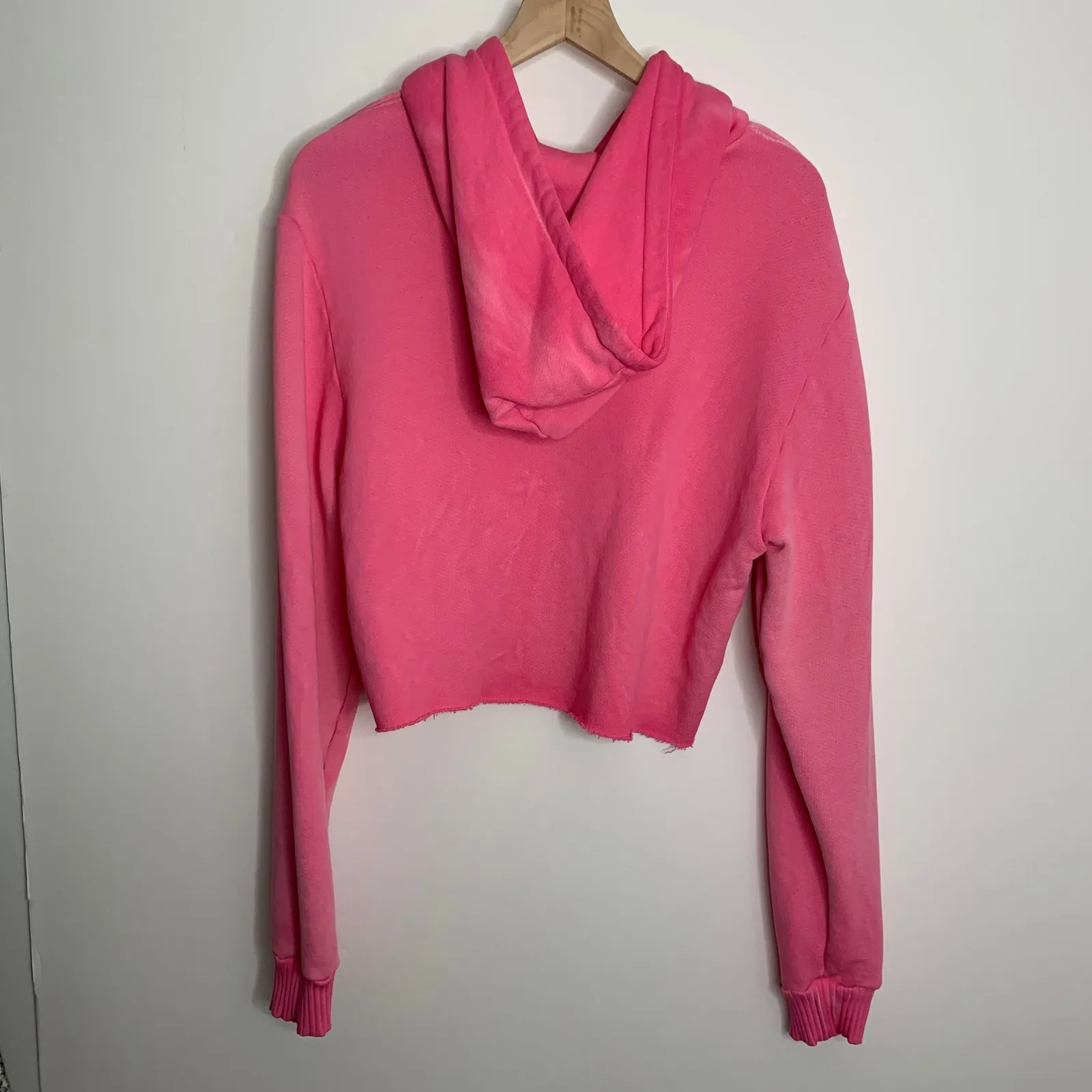 COTTON CITIZEN Brooklyn Crop Zip Hoodie In Hot Pink Mix Womens Medium - Image 7