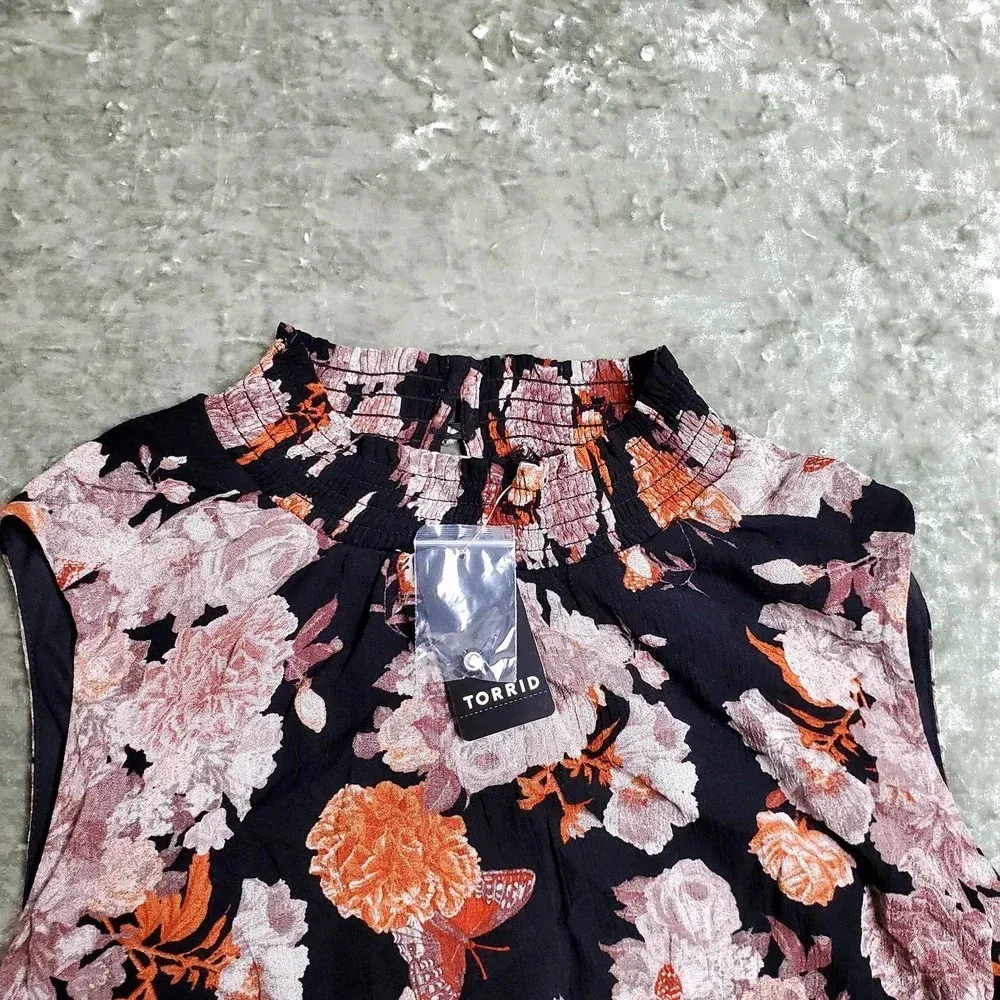 Torrid Midi Gauze Mock Neck Floral Dress - Image 8