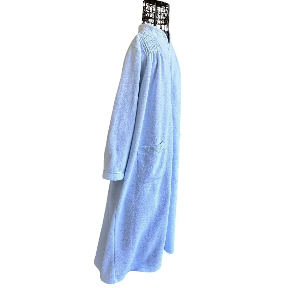 Miss Elaine Maxi Robe PL Petite Large Blue Fleece Zip Embroidered Flower… Size undefined - Image 9