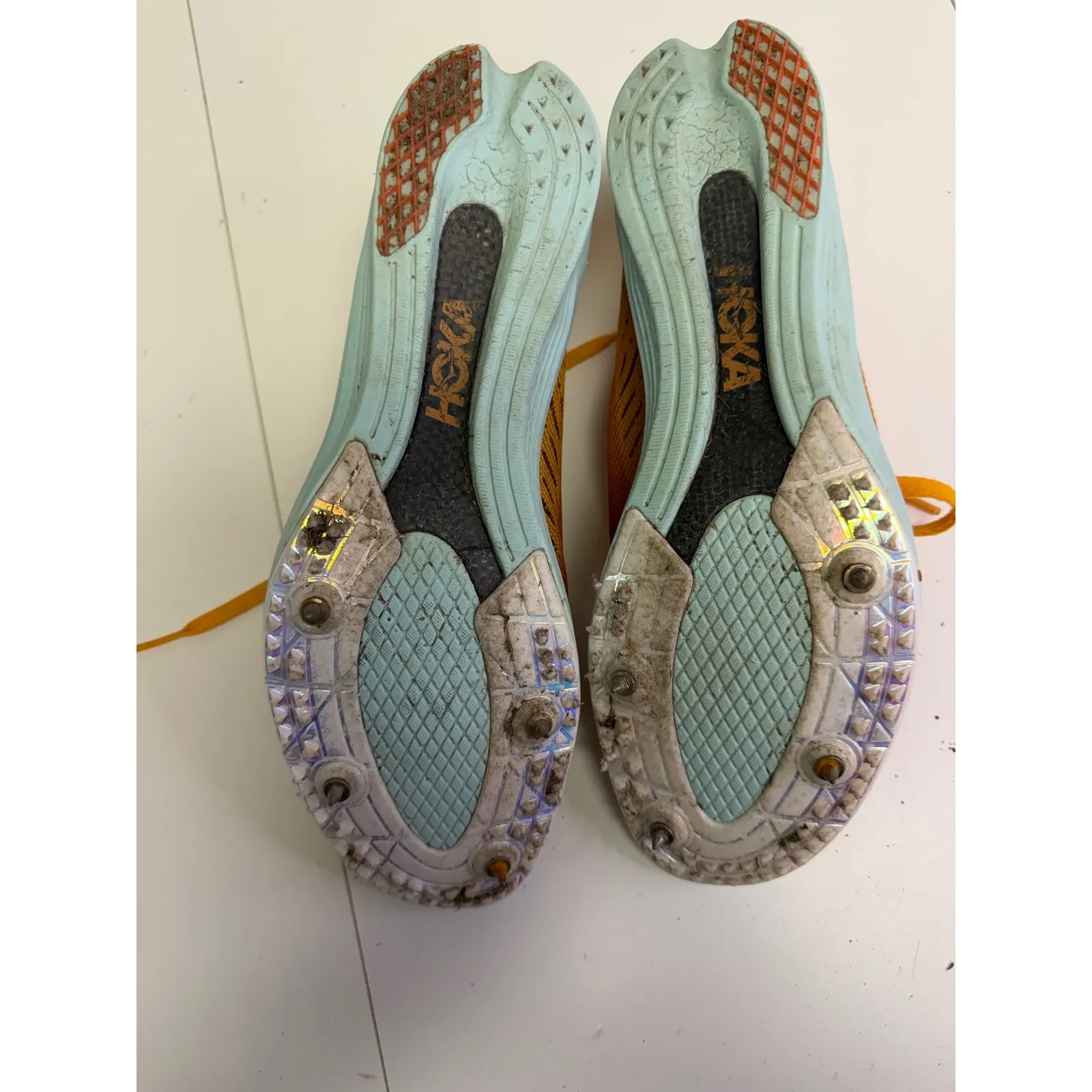 Hoka One One U Cielo X LD Women's Orange Track Spikes Running Shoes Size 8 - Image 9