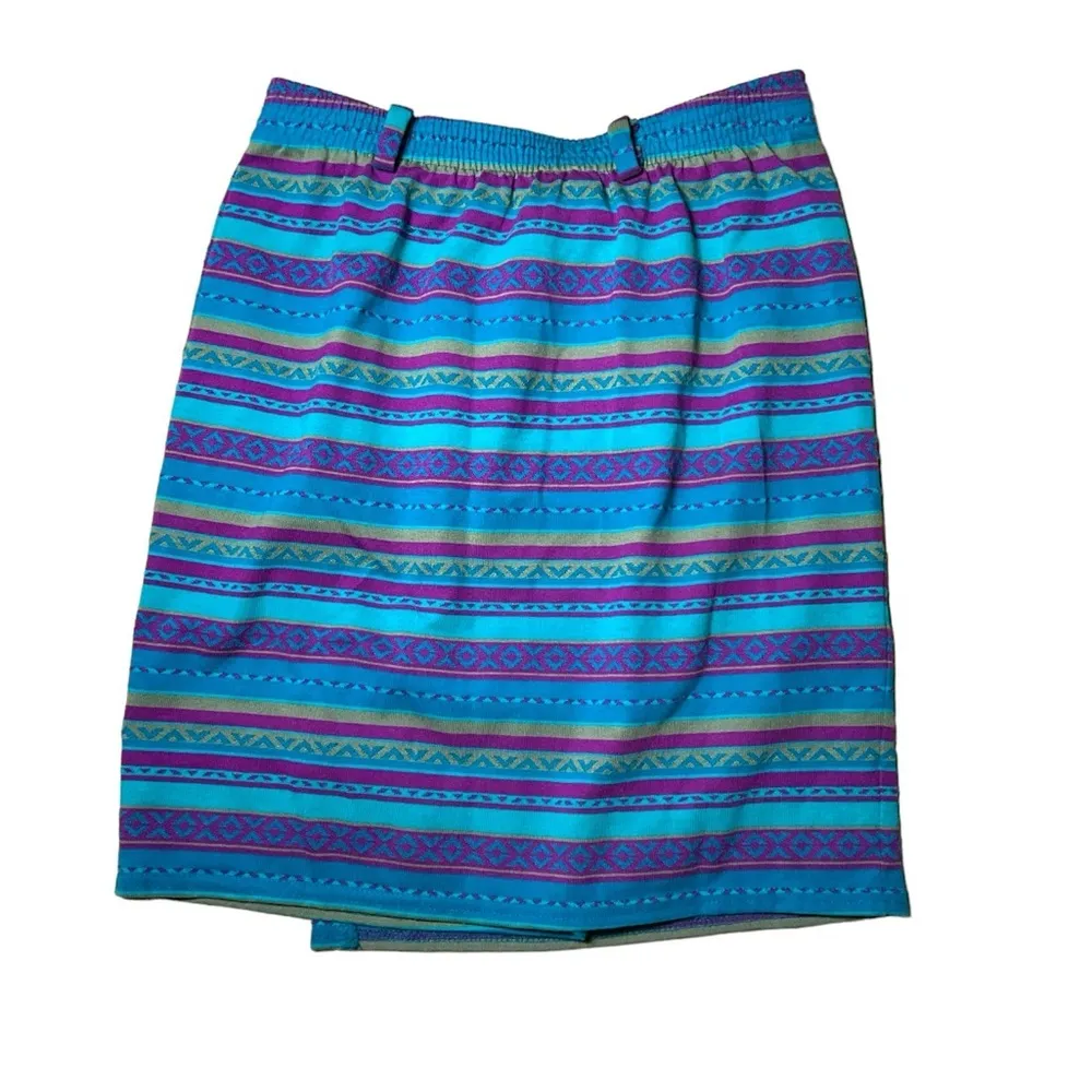 Vintage‎ Jaclyn Smith knit skirt southwestern Aztec striped faux wrap mini MP - Image 2