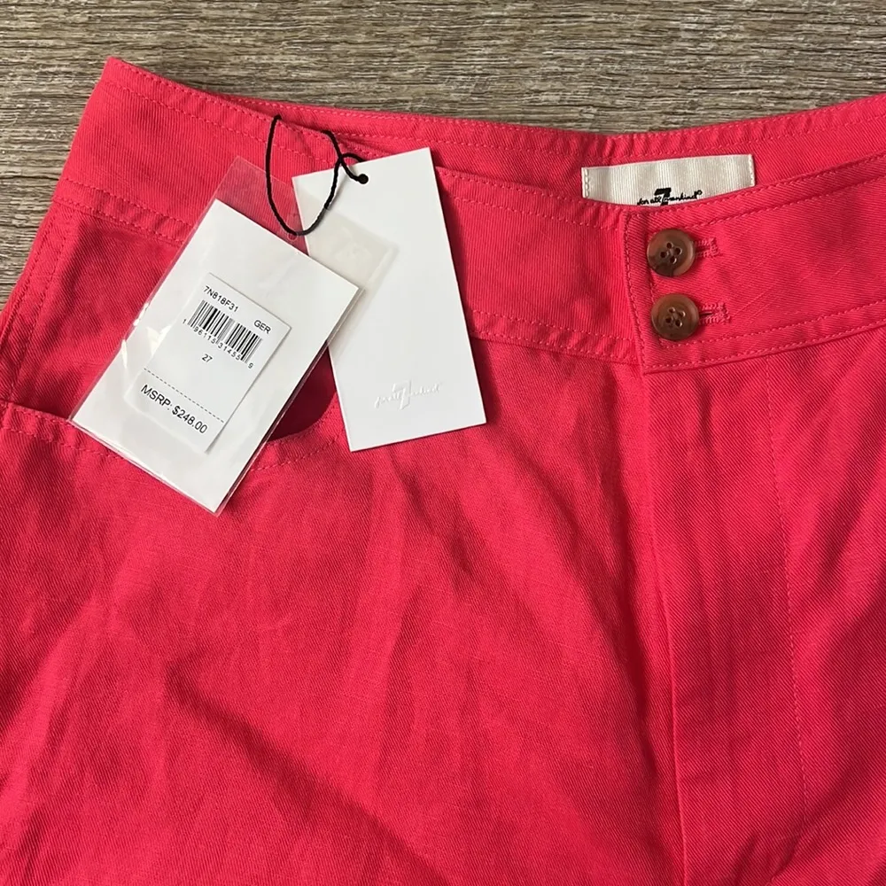 NWT 7ForAllManKind MODERN DOJO LINEN TROUSER IN GERANIUM Size 27 - Image 3