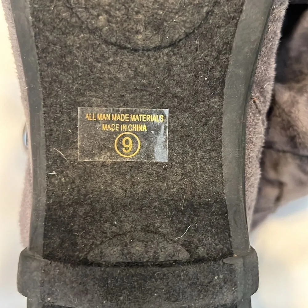 Shiekh sz9 grey comfy faux suede “Savannah” side zip strappy boots EUC No box - Image 7