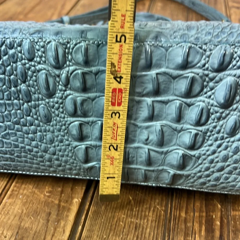 Brahmin Mini Asher gray blue tote carryall handbag crossbody strap - Image 8