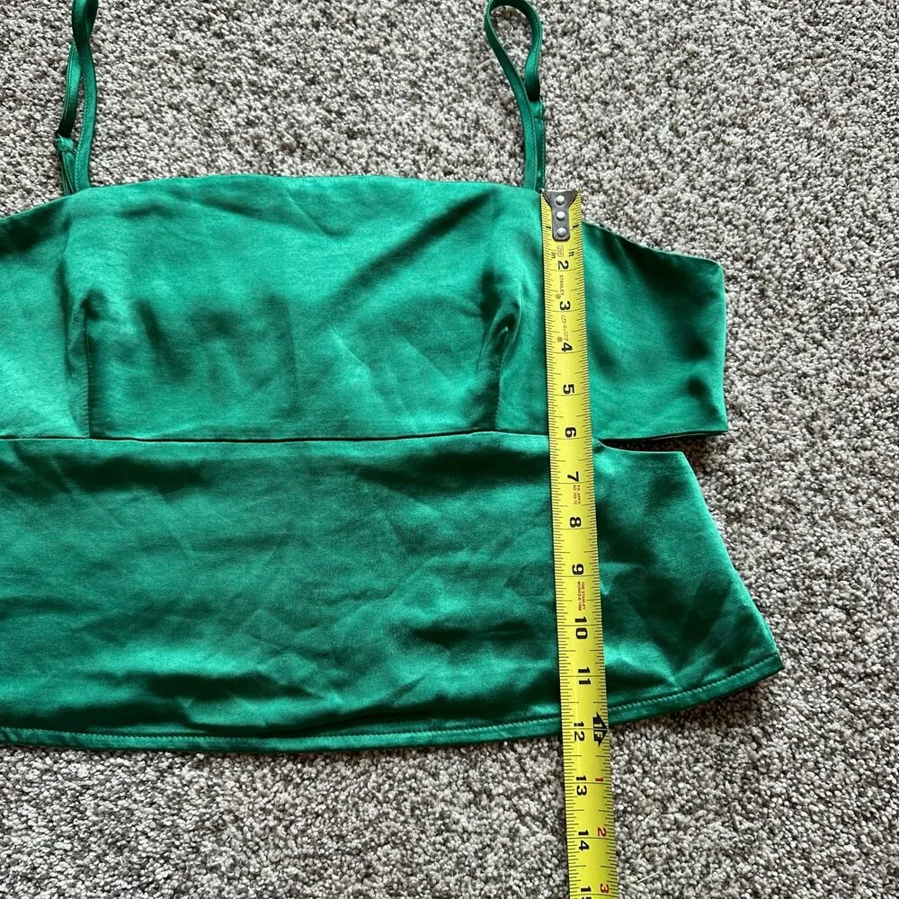 Lulu's Sleek Favor dark green satin cut-out tank top size XL NWT - Image 8