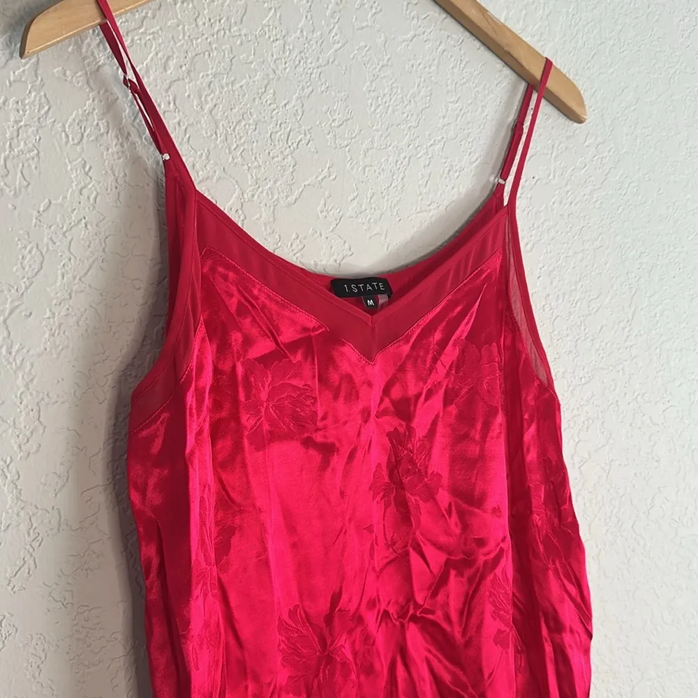 NEW 1. State Silky Pink Camisole Top Jacquard Floral Y2K Slip Babydoll Date Club - Image 2