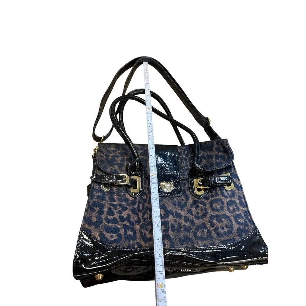 Betsey Johnson Black Leopard Print Handbag With Gold Hardware SKU 6898 - Image 5