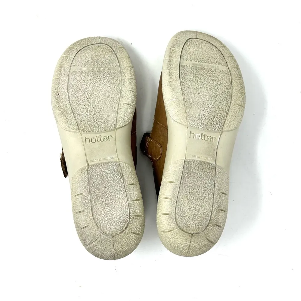 HOTTER Ortholite leather Mary Jane shoes, made in England, size US9.5, UK7.5 Tan - Image 13