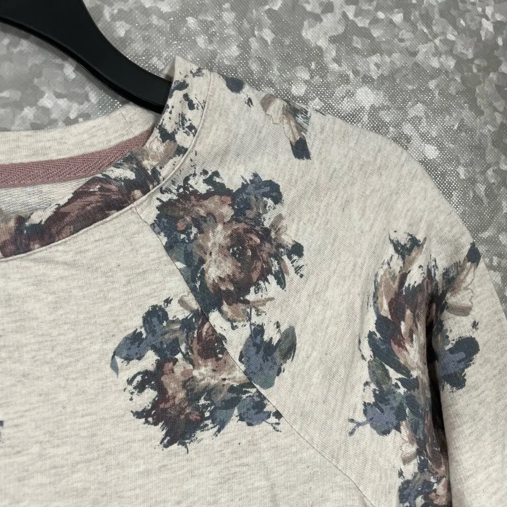 J Jill Women's Floral Romantic French Terry Sweatshirt - Size XS - Pleated Back - Image 2