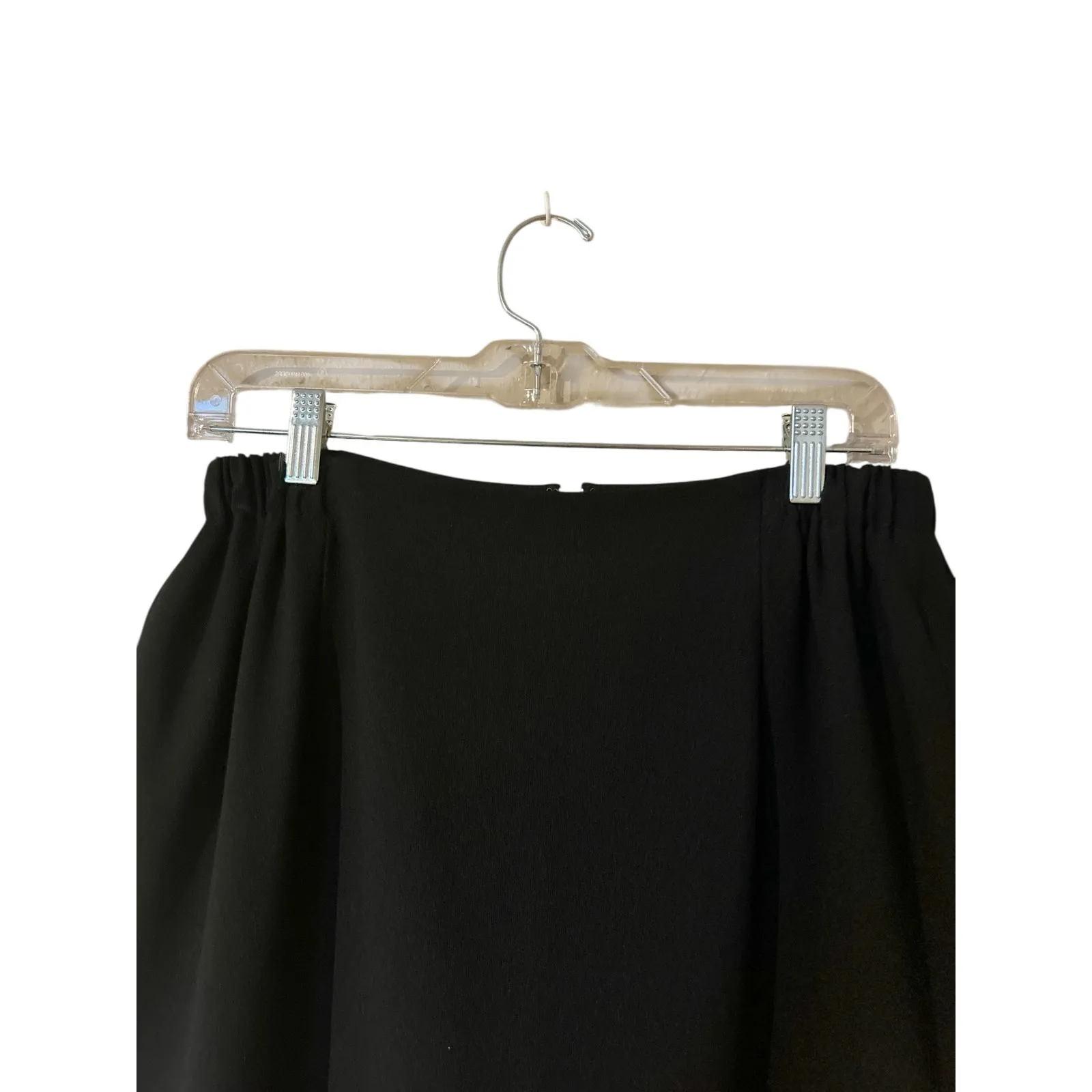 SOLINI Skirt Black VTG Lined Beaded Tassel Hem Zip Back Elastic Sides SZ 14 USA - Image 2