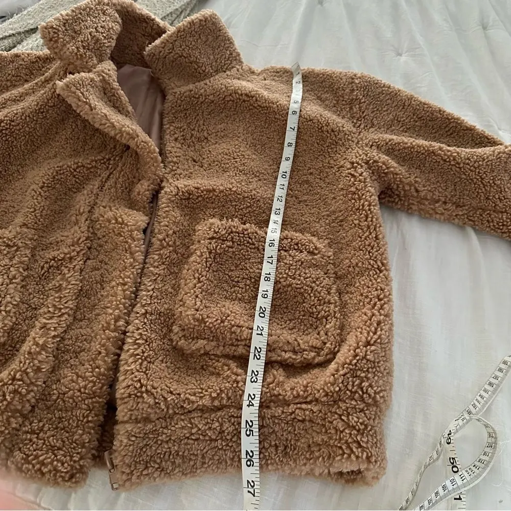 Vici Women’s Medium Brown Teddy Coat Pocket Jacket - Image 6