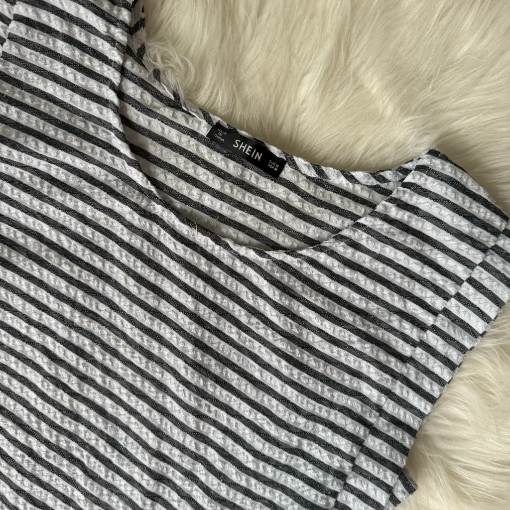 Striped Peplum Top Black Size M - Image 2