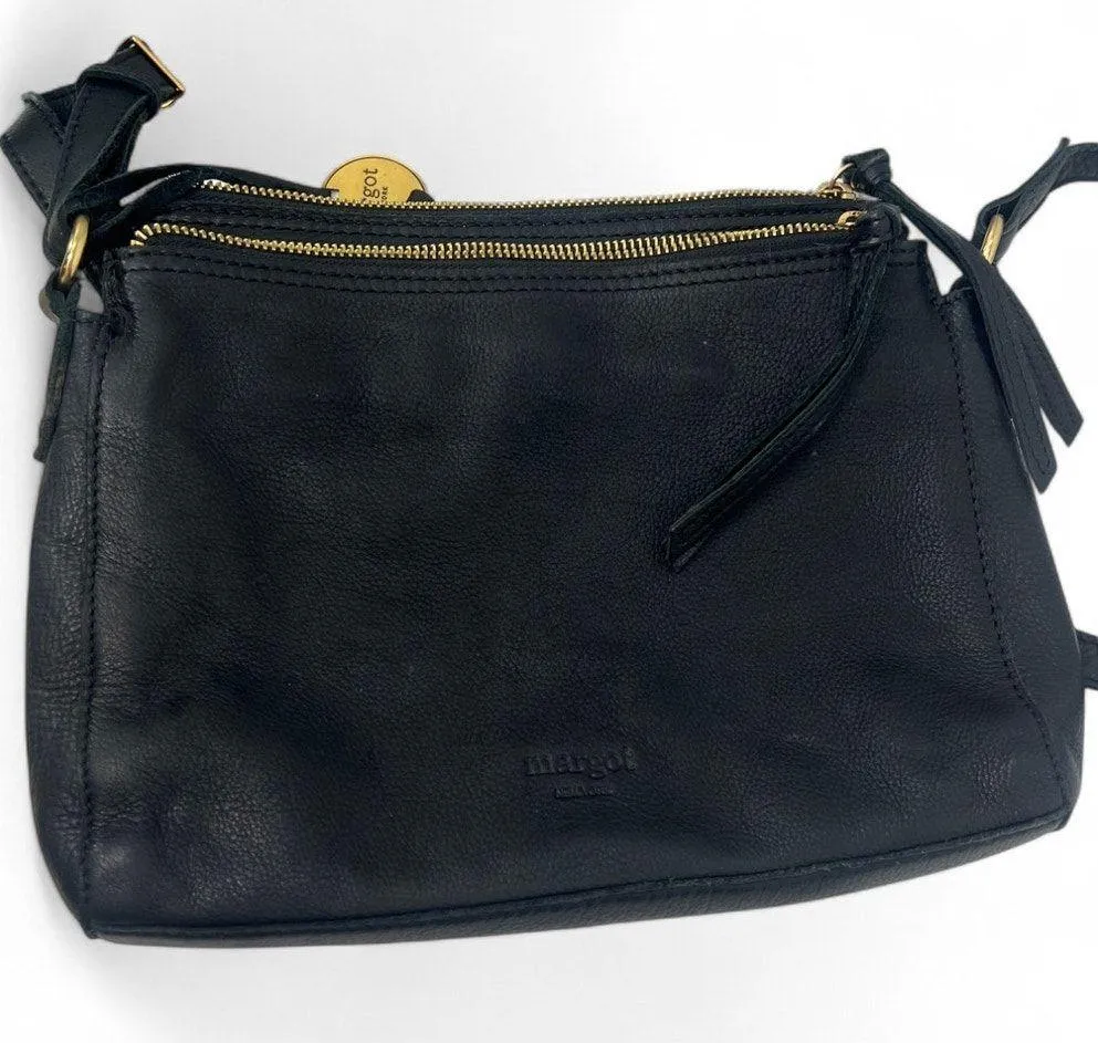 MARGOT Anthropologie Jules Crossbody Purse Bag Black Leather Pebbled Women's - Image 7