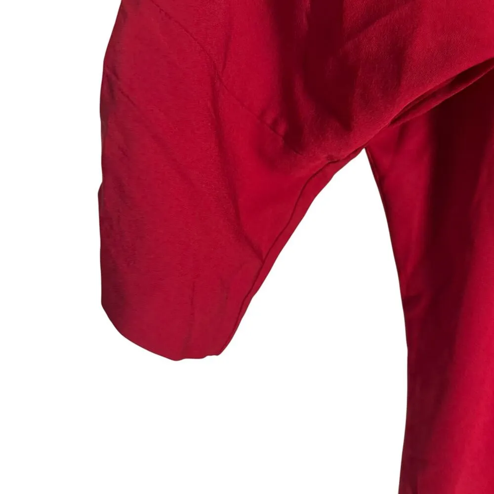 Diane von Furstenberg Vintage Red Button Up 3/4 Sleeve V-Neck Silk Dress Size 4 - Image 4