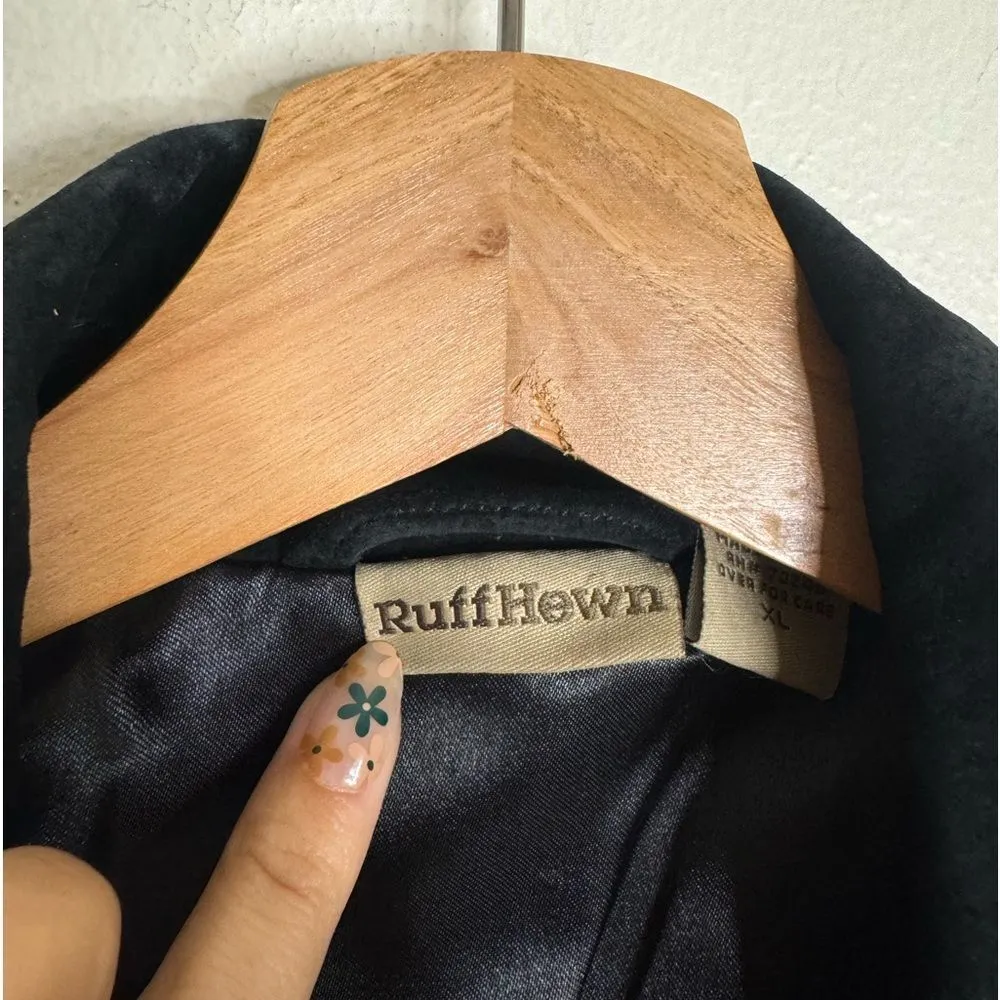 Vtg ruff hewn black genuine leather coat jacket size XL 90s festival fall - Image 5