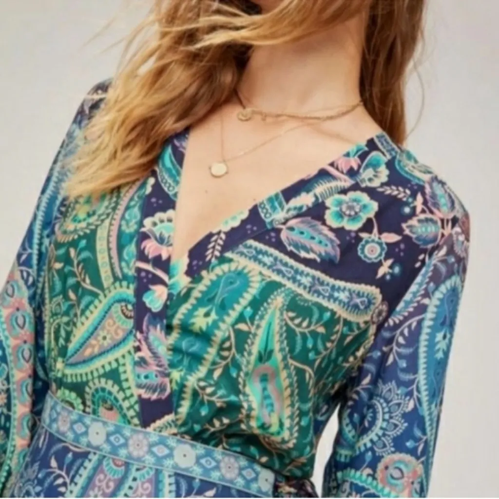Anthropologie Amorim’s Tropical Floral Farm Rio Maxi Wrap Dress - Image 16