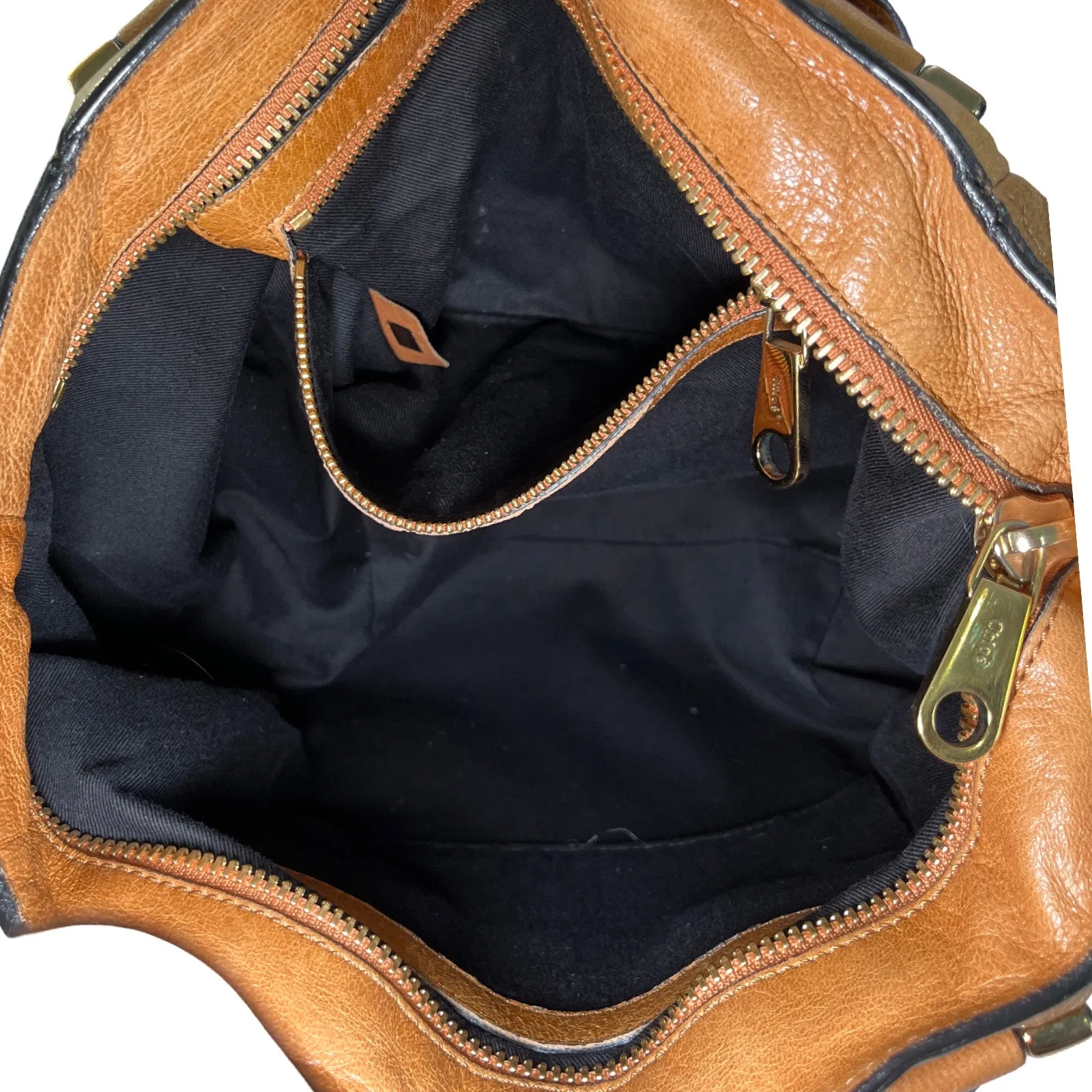 Chloé Ethel Medium Tote in Cognac Leather Gold Hardware Two Way Crossbody Strap - Image 8