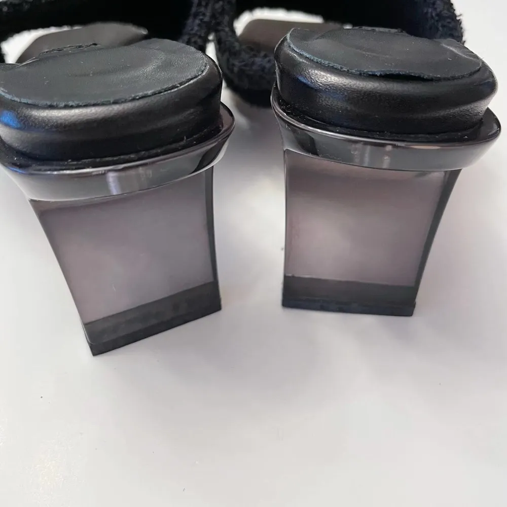 NWOB MIISTA London Wendy Black Towel Mule Sandals Size 37 Shoes Square Toe - Image 9