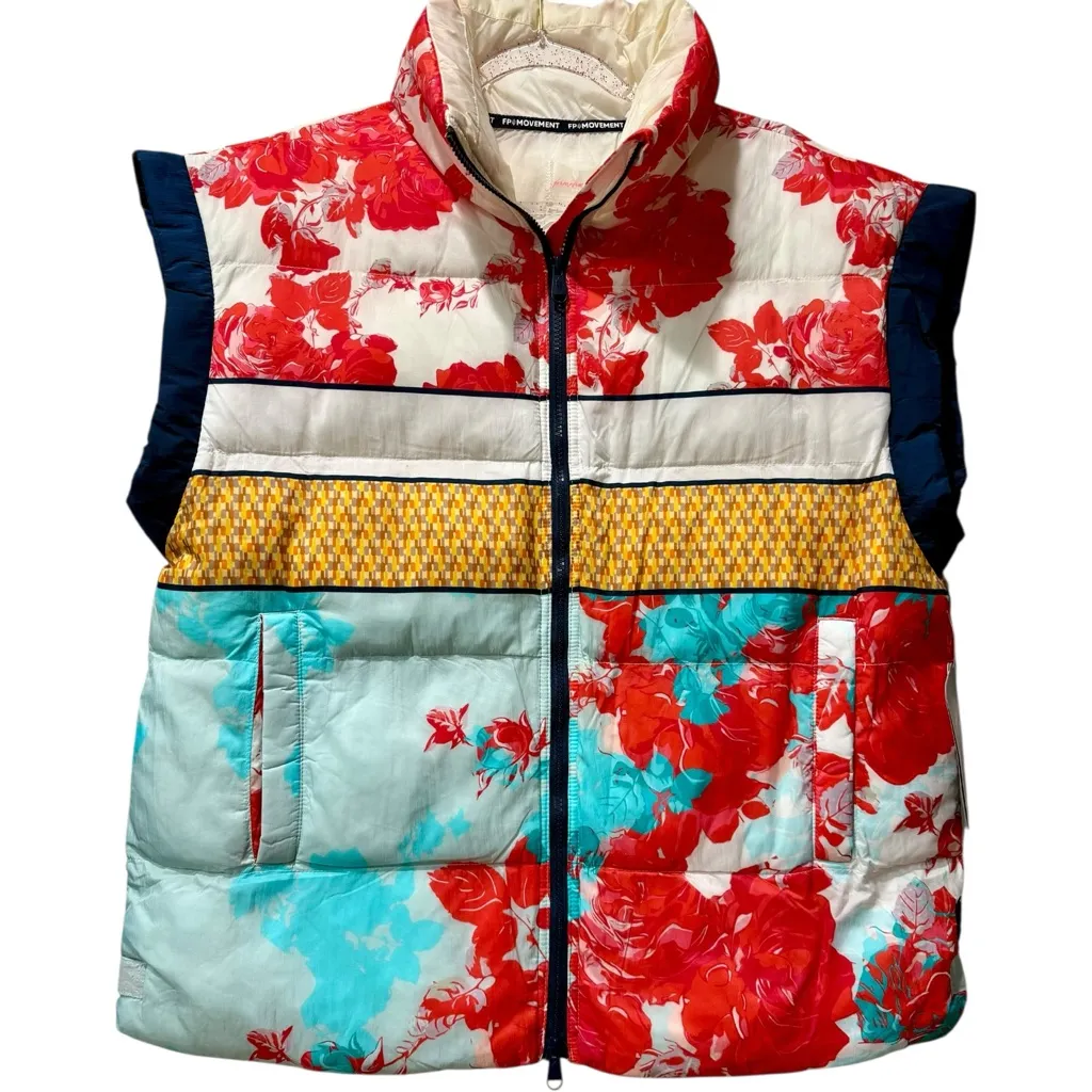 NWT Free People In A Bubble‎ Colorful Printed Oversized Puffer Vest Small $178 - Image 3