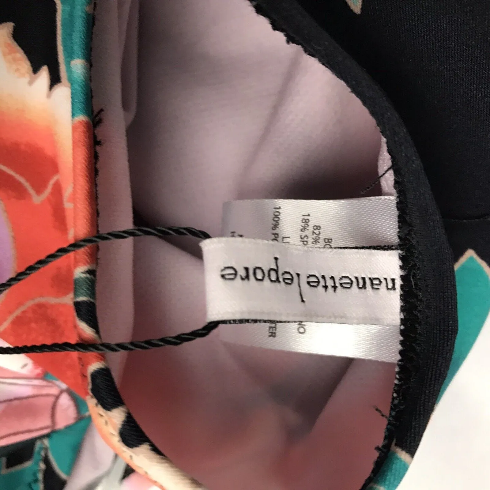 Nanette Lepore Poppy One Piece Swimsuit Black Floral Halter Size 12 - Image 8