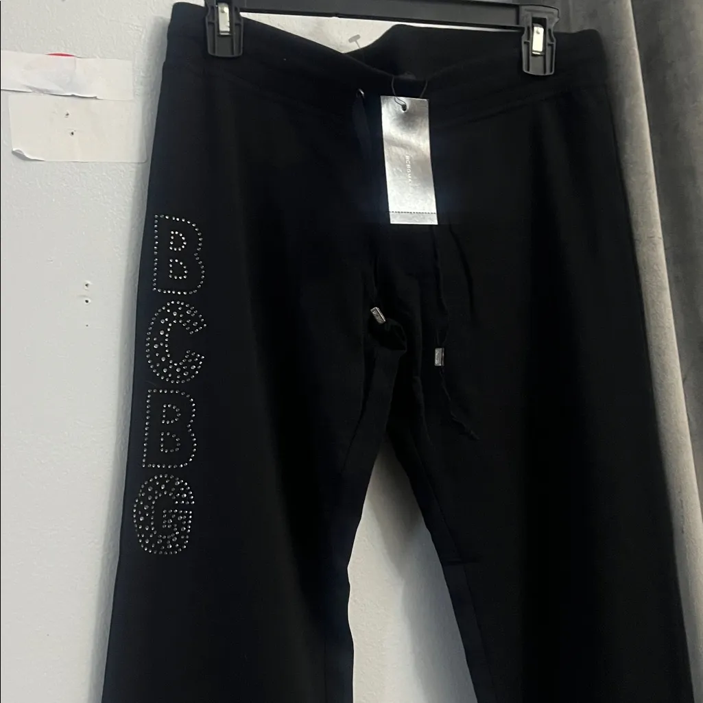 NEW SIZE MEDIUM BCBG MAXAZRIA, Black with Rhinestone Detail Hoodie & Pant Set - Image 6