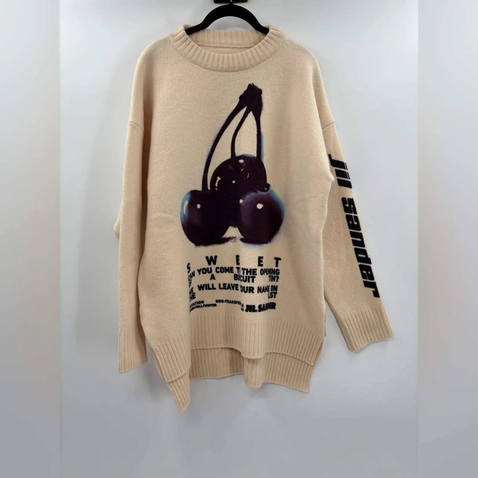 Jil Sander Oversized Cherry Print Wool Sweater - Image 3