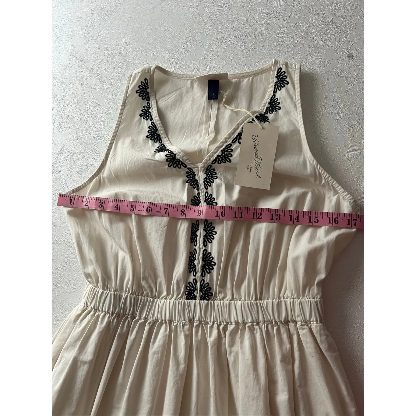 Universal Thread Cream Embroidered Midi Dress NWT Size Small - Image 6