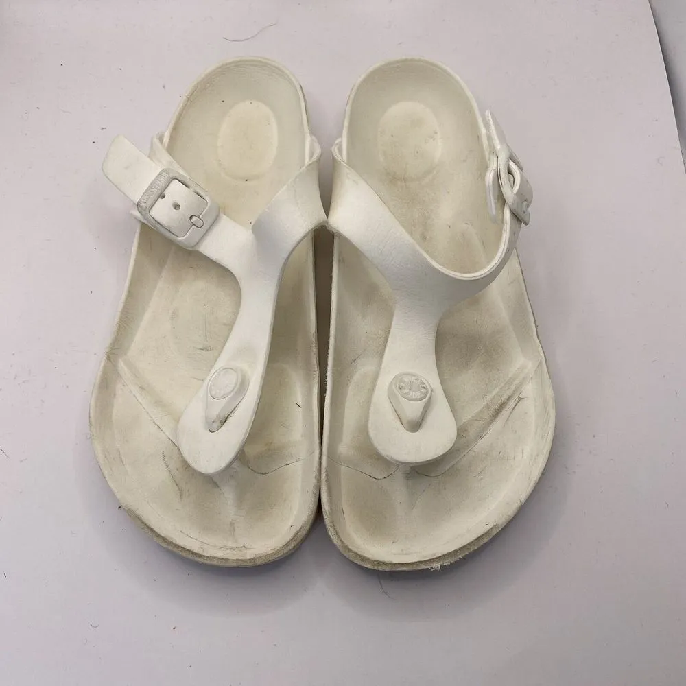 Birkenstock White Gizeh EVA Rubber Toe Sandals Slides Shoes Women's Size 36 US 5 - Image 3