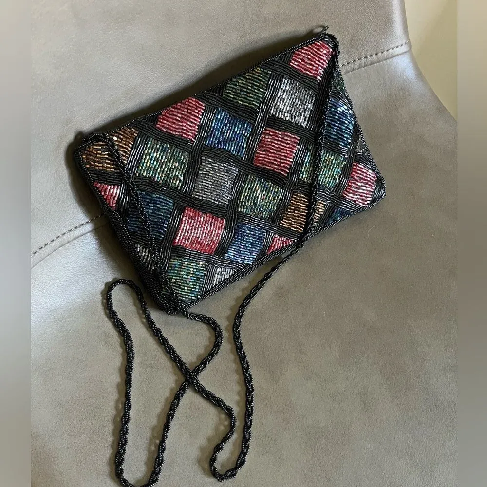 VINTAGE 90s y2k Multicolor Beaded Shoulder Bag - Image 2