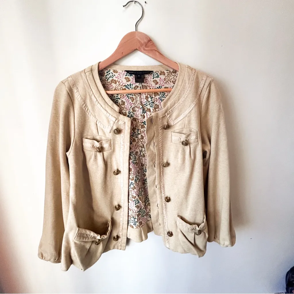 Marc by Marc Jacobs Pale Yellow Cottagecore Romantic Military Cotton Jacket S - Image 8