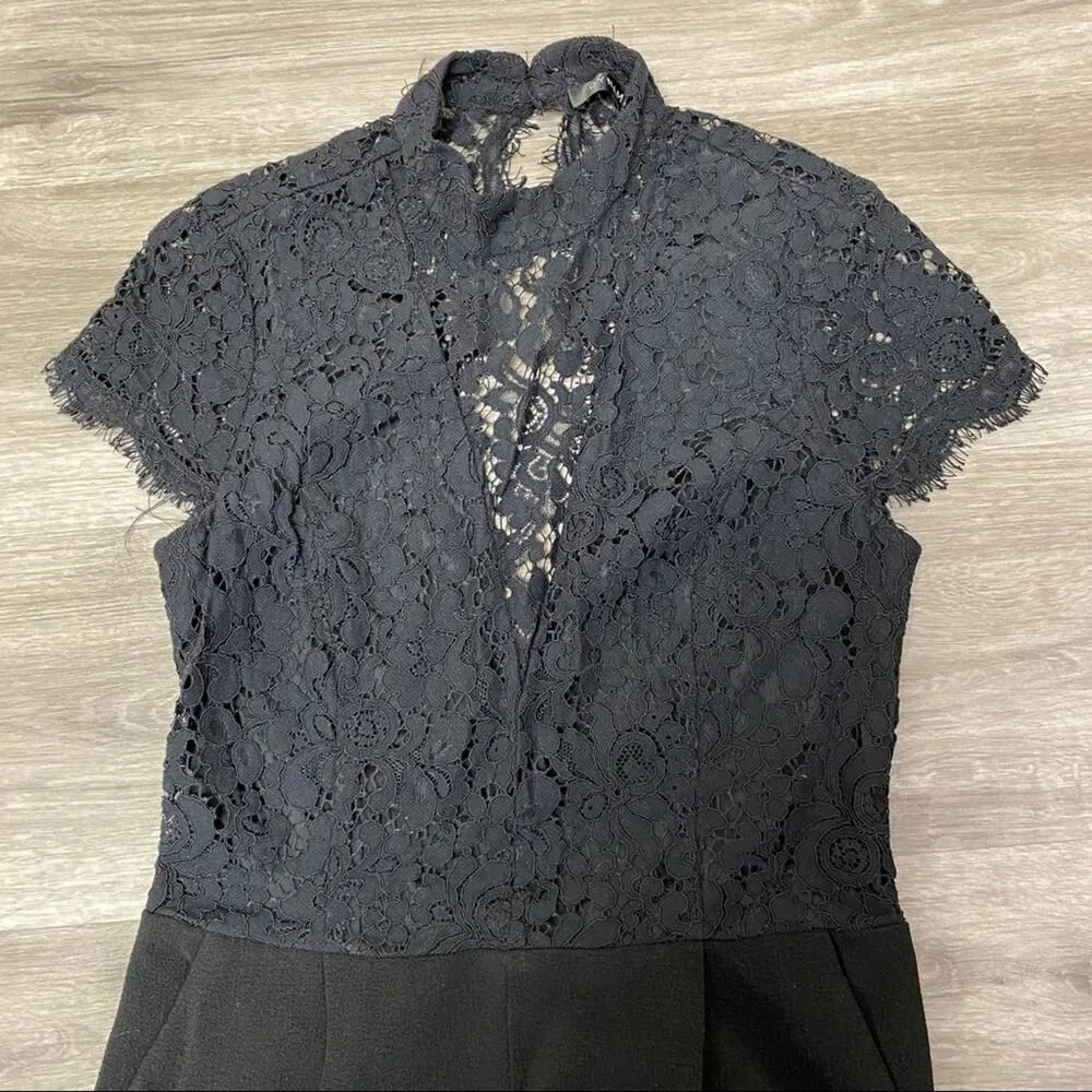 Dynamite Lace Top V-neck Jumpsuit Black S - Image 2