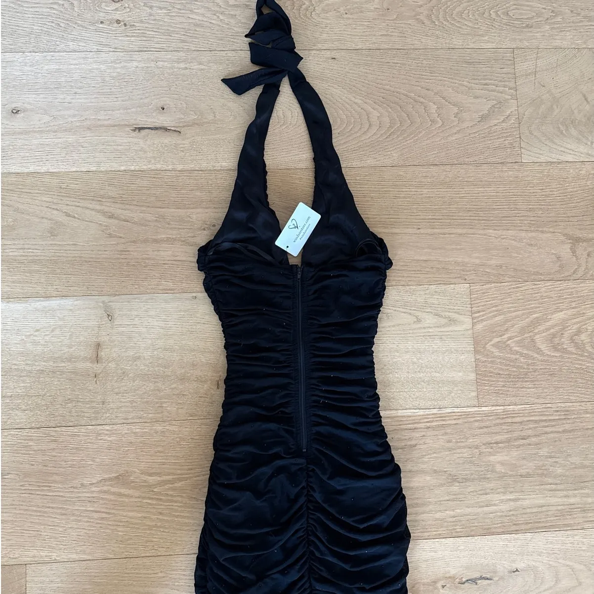 Windsor Maxi Dress Ruched Halter Neck Size XS Black - Image 8