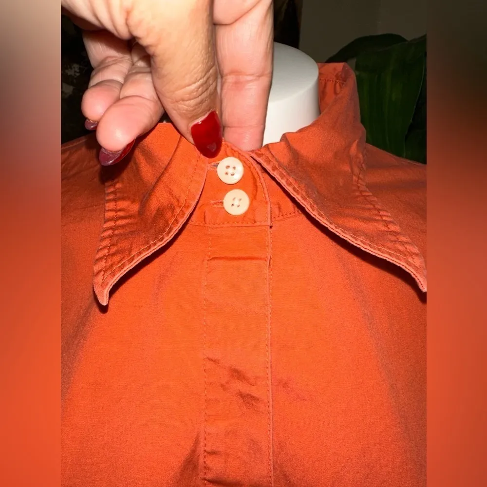 EUC Women's TALBOTS Orange Tailored Stretch  Shirt w quante pearls Cufflinks - Image 3