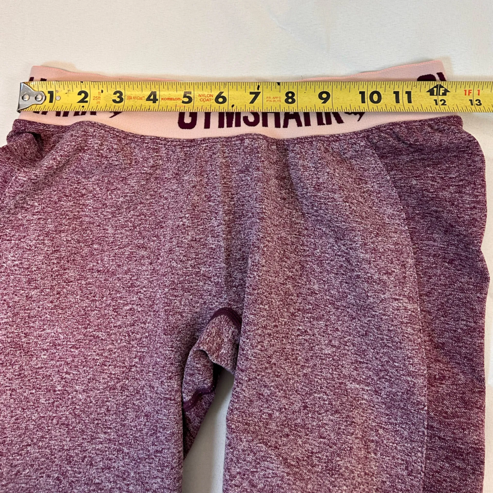 Gymshark Flex Leggings Dark Ruby Marl Blush Size Small - Image 4