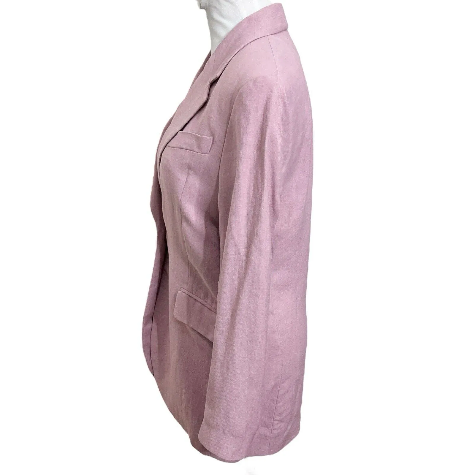 ZARA Tailored Blazer Women’s XS Pale Pink One Button Lined Jacket Spring Neutral - Image 4
