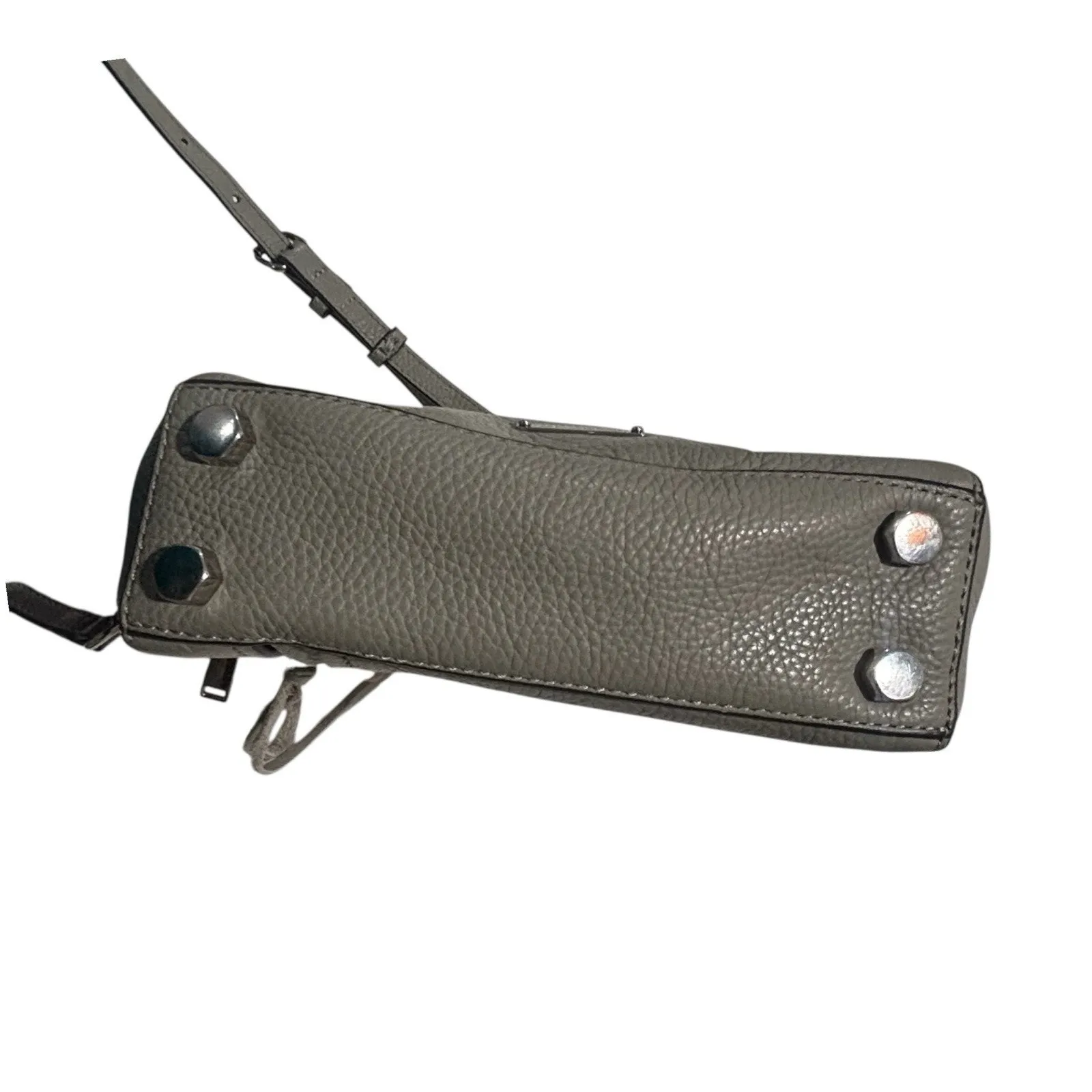 Rebecca Minkoff Crossbody Bag Dark Gray Leather Mini M.A.C. Zip Chain Strap Stud - Image 5