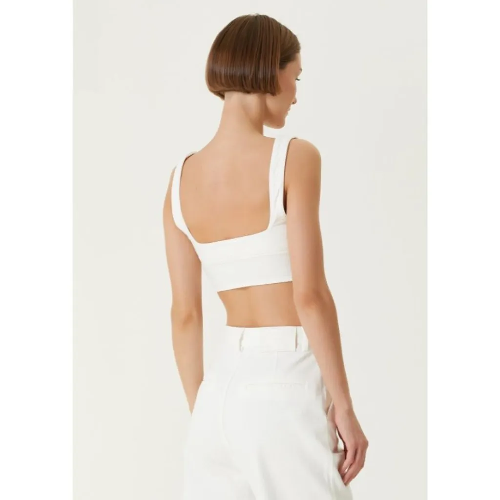 Loulou Studio Anet Bra Top in Ivory XSmall New Womens Denim Crop Tank White Size XS - Image 2