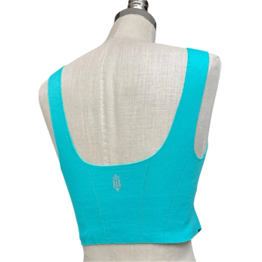 FP Movement Turquoise Strong Core Corset Crop Tank Top Size M/L Athletic Workout - Image 6