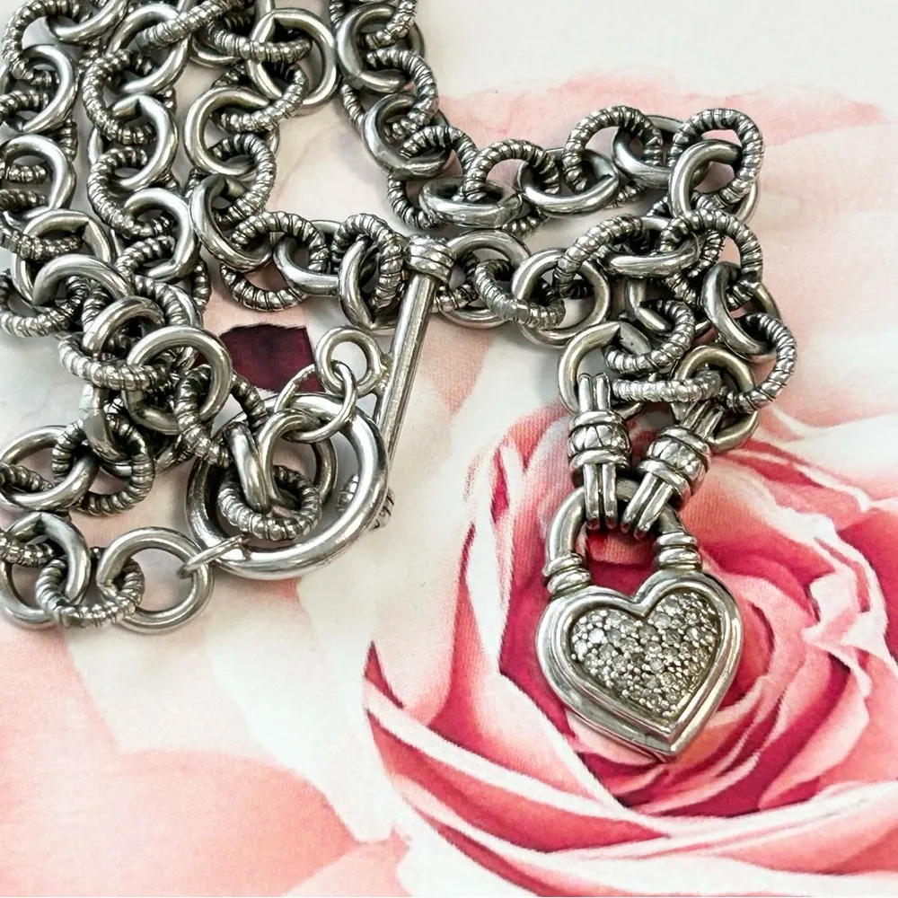 Sterling Silver Pave Crystal Heart Necklace and Earring Set - Image 6