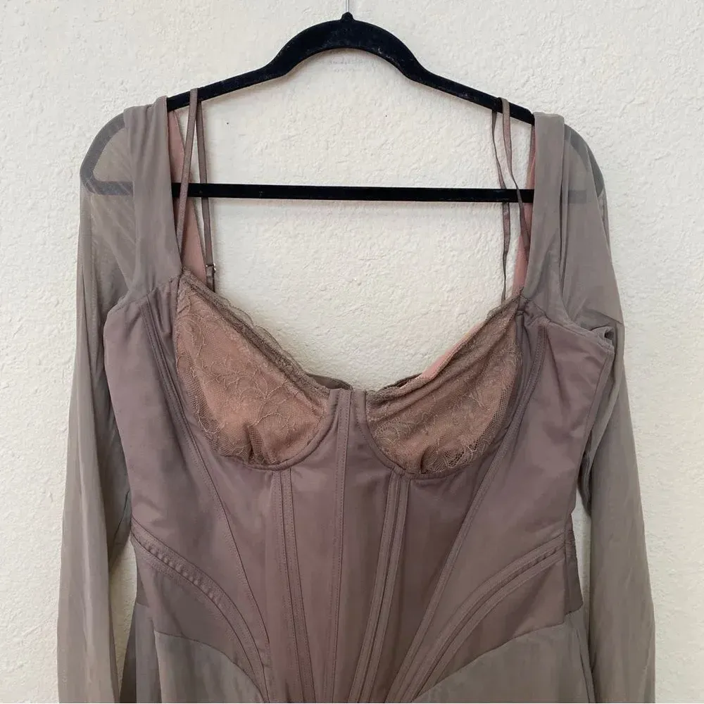 House of CB‎ 'Safran' Mocha Corset Midi Dress NWOT size XL - Image 15