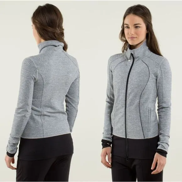 Lululemon | Nice Asana Jacket | Herringbone Black Gray | Sz 6 - Image 2
