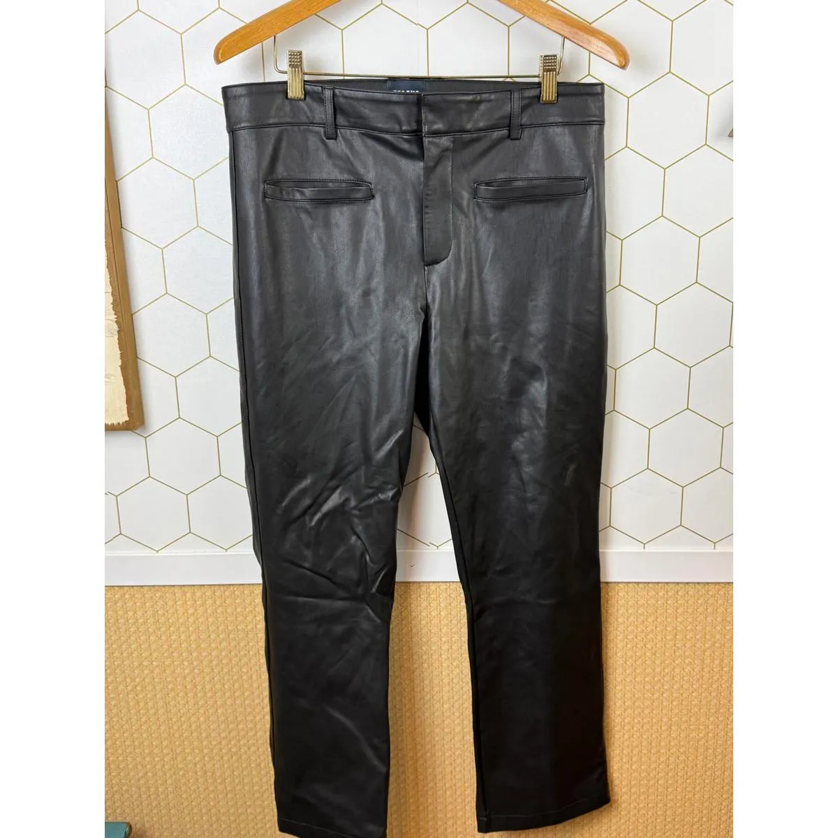 Maeve by Anthropologie Vegan Black Faux Leather Straight Leg Pant - Size - 29 - Image 6