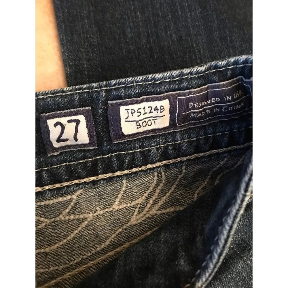 Miss Me ladies bootcut denim jeans with studded bling gem pockets size 27 - Image 5