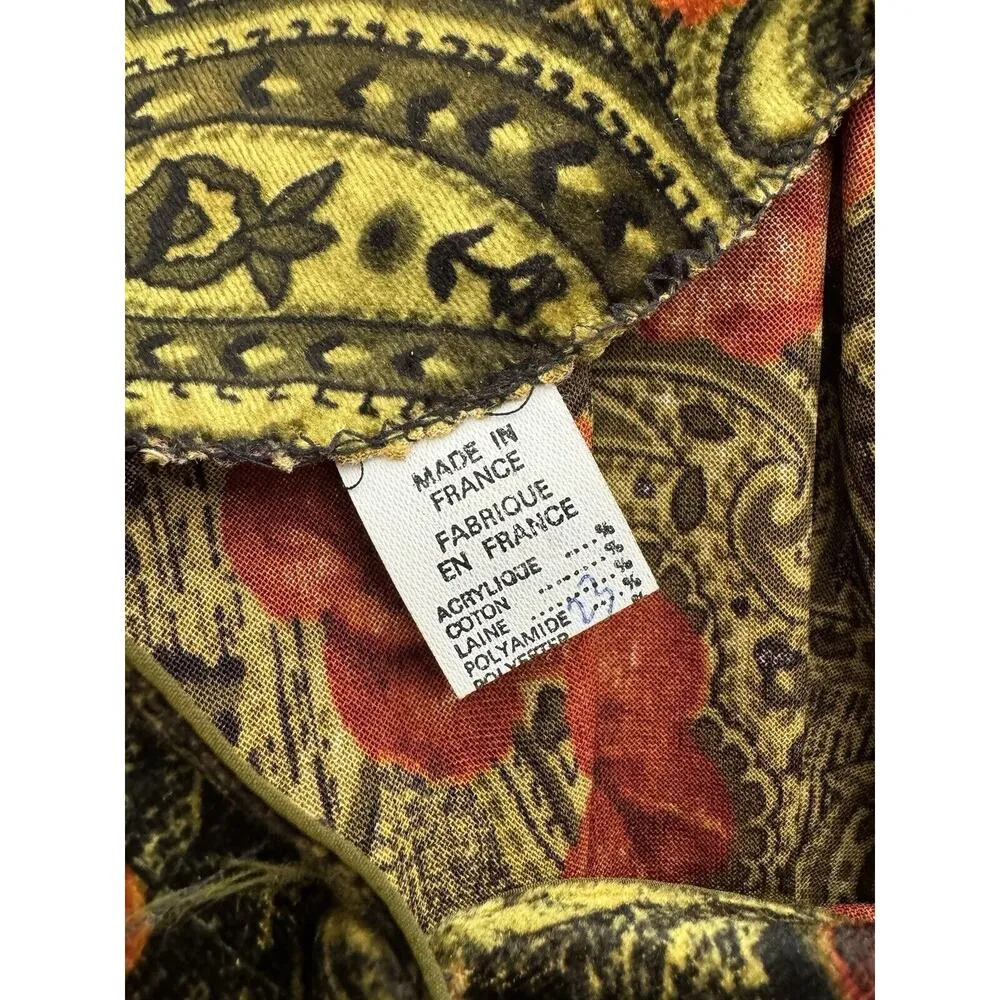 Dark Floral Velvet Long Sleeve Midi Dress Women’s Size 8 Green - Image 14