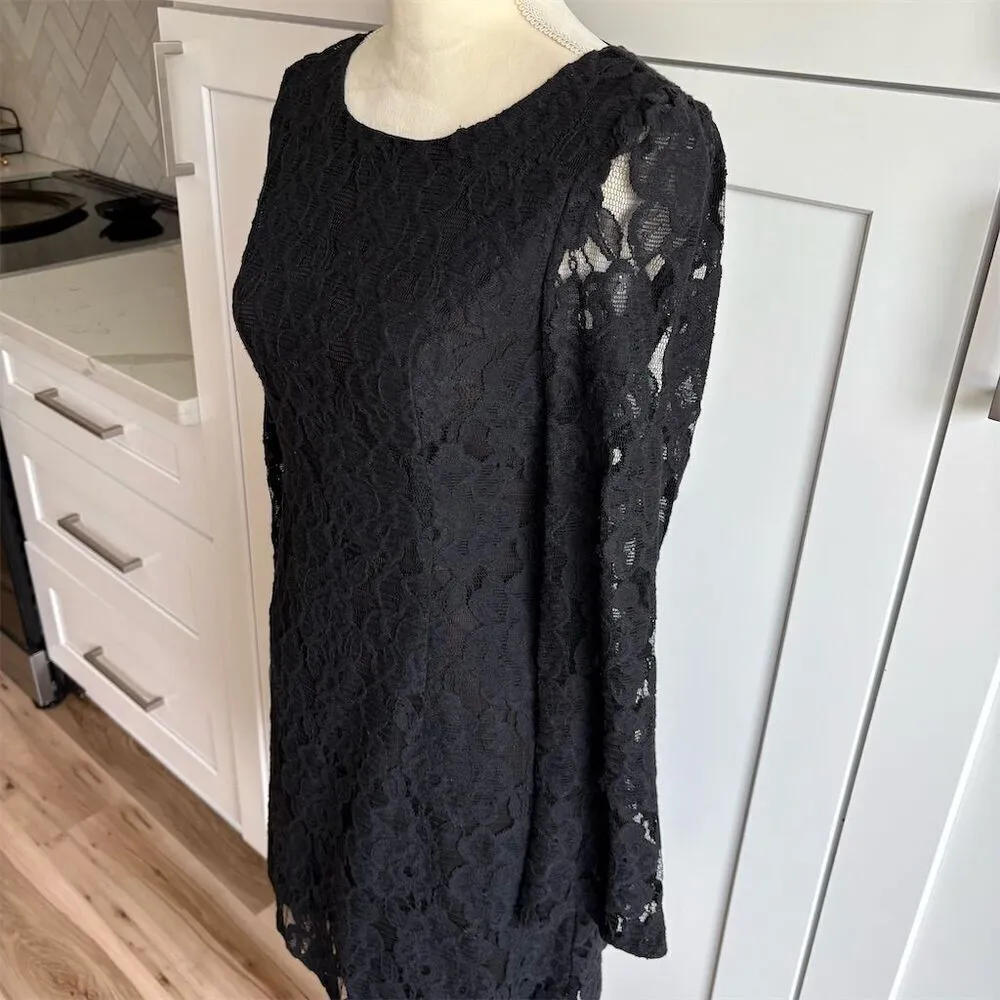 MM Couture Miss Me Black Lace Sheath Dress S Open Back Bow Detail Party Cocktail - Image 2