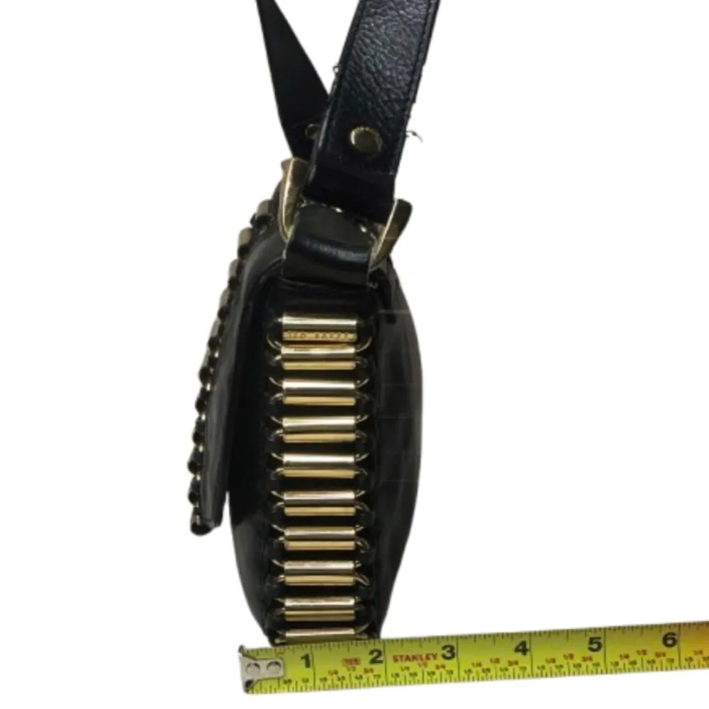 TED BAKER Black Lambskin and Brass Accent Throughout Bag & Strap Crossbody Bag - Image 14