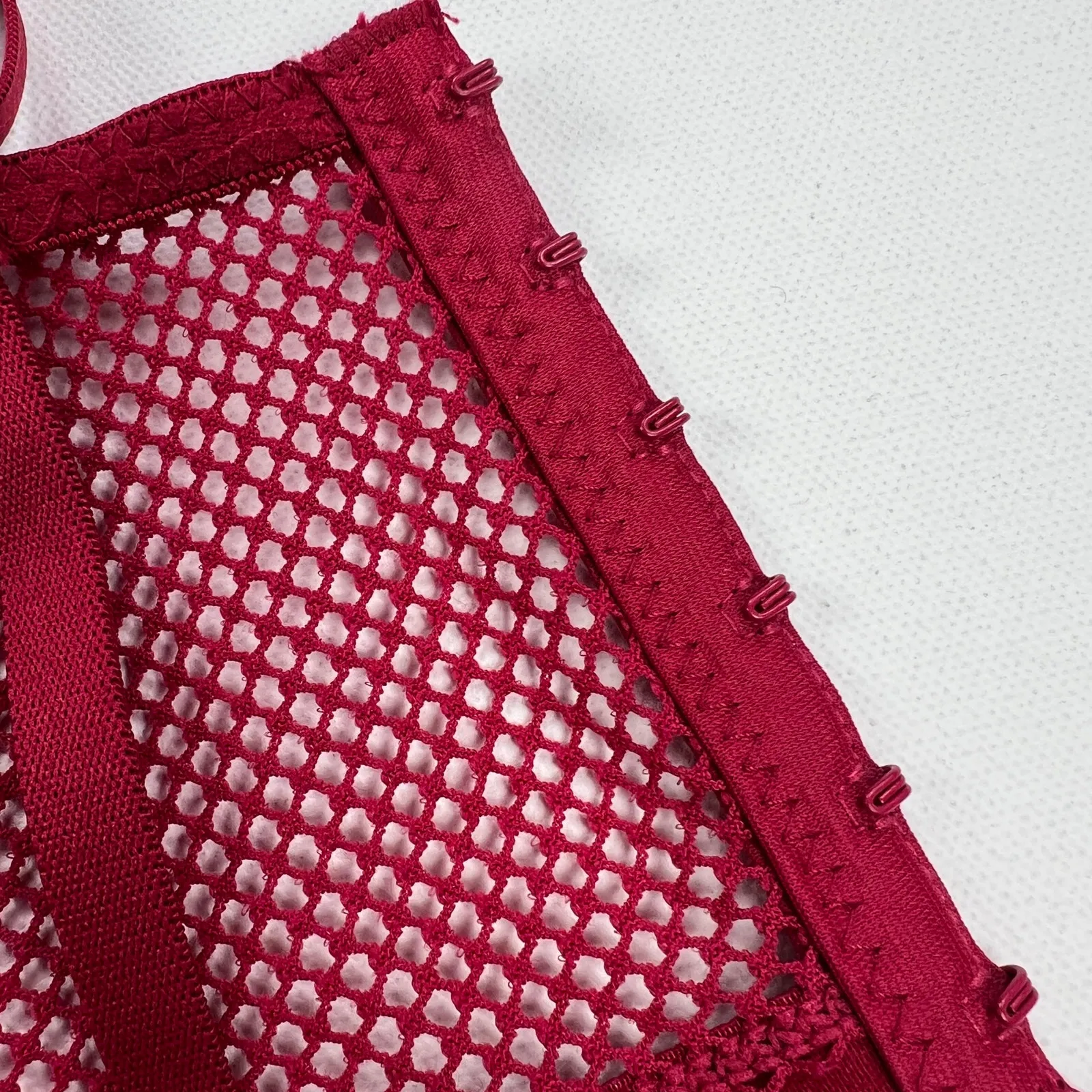 Bebe Wide Lace Mesh Band Padded Push Up Bra Berry Red Size 38C - Image 8